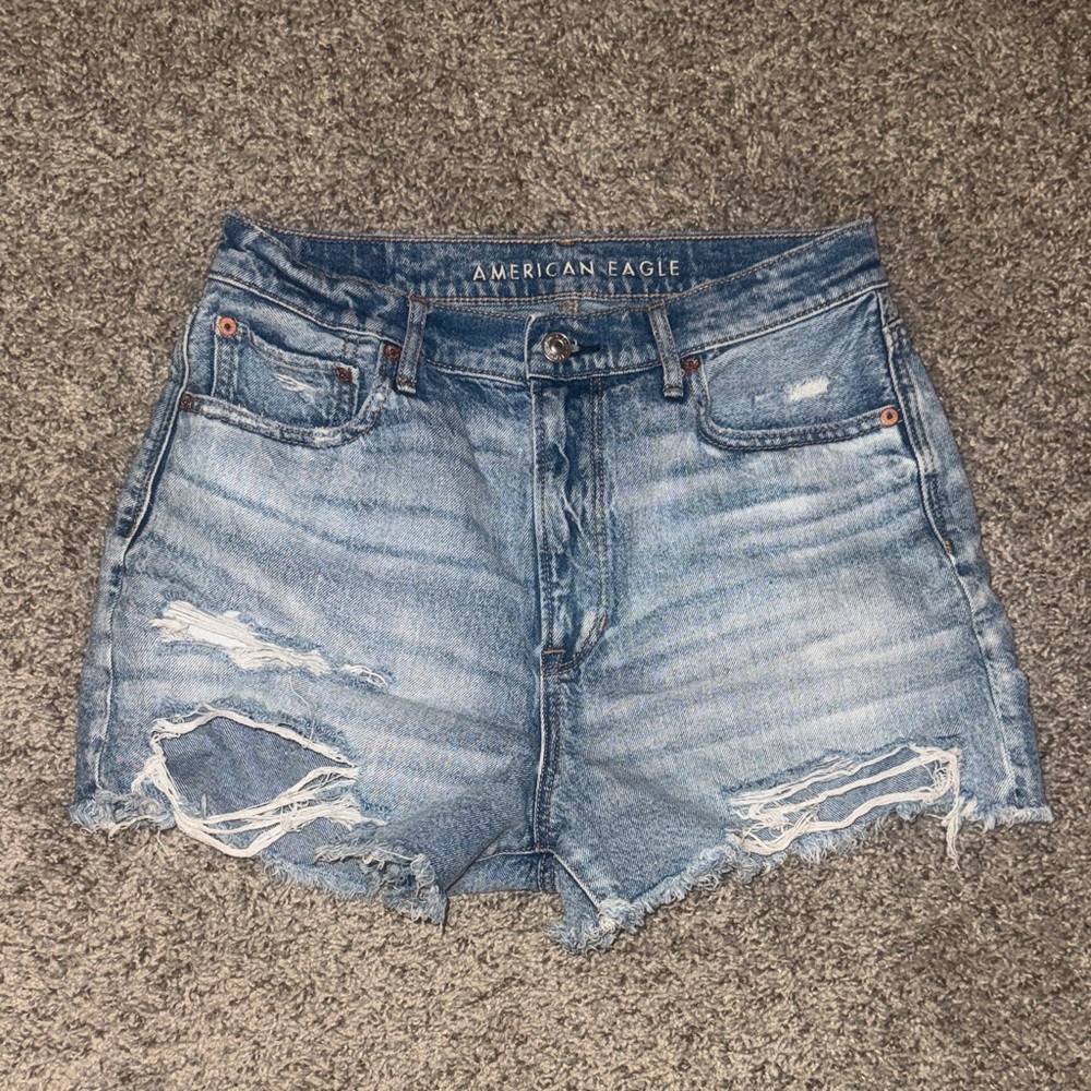 American Eagle Outfitters Distressed Light Blue Jean Shorts
